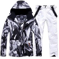 ALSOGO Herren Skianzug Ski Jacke und Hose Set Wasserdichter Schneeanzug Snowboard Jacke Hose Skikleidung Für Männer White XXL von ALSOGO