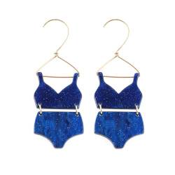 Lustige Bikini-Haken-Tropfenohrringe Für Frauen, Persönlichkeit, Unterwäsche-Set, Sommer-Badeanzug, Lange Baumelnde Ohrringe, Modische Sommerparty, Reisen, Schmuck, Geschenk, Blau von ALTCIRNMD