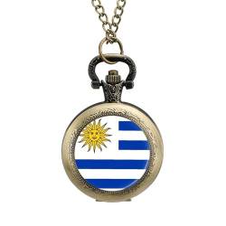 Mechanische Taschenuhr Im Retro-/Vintage-Stil,Blau-Weiß Gestreifte Sonne,Uruguay-Flagge,Runde Halskette Mit Anhänger Für Männer Und Frauen – Geschenk Zum Geburtstag,Jahrestag,Weihnachten,Vat von ALTCIRNMD