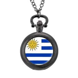 Mechanische Taschenuhr Im Retro-/Vintage-Stil,Blau-Weiß Gestreifte Sonne,Uruguay-Flagge,Runde Halskette Mit Anhänger Für Männer Und Frauen – Geschenk Zum Geburtstag,Jahrestag,Weihnachten,Vat von ALTCIRNMD