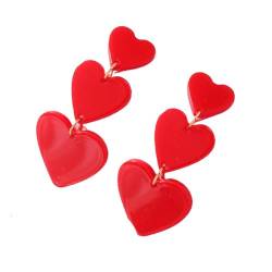 Rote Herzförmige Ohrringe Für Frauen, Valentinstag-Schmuck, Exquisite Acryl-Herz-Quasten-Ohrringe, Statement-Ohrringe, Schmuck, Sommer-Party-Geschenk, Stil 5 von ALTCIRNMD