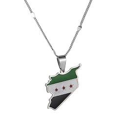 Syrien Karte Geformt Charm Halskette Für Männer Frauen Syrien Anhänger Halskette,Ethnische Patriotische Ornament Charm Schmuckfür Frauen Männer Patriotische Pullover Kette Halsketten Geschen von ALTCIRNMD