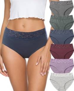 ALTHEANRAY Unterhosen Damen Baumwolle unterwäsche Frauen Slips Damen Spitze Hipster Atmungsaktiv Damen-Unterhosen Mehrpack Weiche Stretch Bequeme 6er Pack（EU3020S-Line2 von ALTHEANRAY