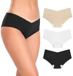 ALTHEANRAY Unterhosen Damen Unterwäsche Seamless Slips Damenunterwäsche Nahtlose V-Schnitt Hipster Unterwäsche Frauen 3er Pack（EU833XL-3Pack） von ALTHEANRAY