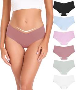 ALTHEANRAY Unterhosen Damen Unterwäsche Seamless Slips Damenunterwäsche Nahtlose V-Schnitt Hipster Unterwäsche Frauen 6er Pack（EU833M-PurpleBlue） von ALTHEANRAY