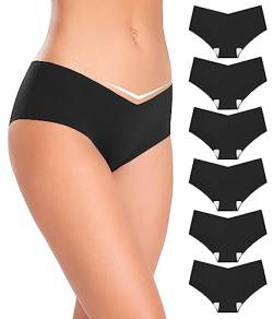 ALTHEANRAY Unterhosen Damen Unterwäsche Seamless Slips Damenunterwäsche Nahtlose V-Schnitt Hipster Unterwäsche Frauen 6er Pack（EU833S-Black） von ALTHEANRAY