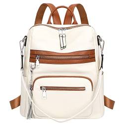 ALTOSY Echt Leder Rucksack Damen Elegant Convertible Schultertasche Frauen Uni mit Quaste (S106 Beige/Wheat) von ALTOSY