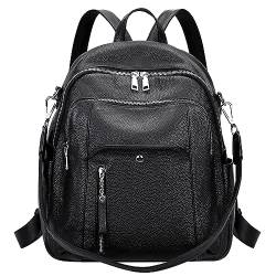 ALTOSY Echtes Leder Rucksack Damen Elegant Schultertasche Frauen Mode Casual Daypack (S9 Schwarz) von ALTOSY