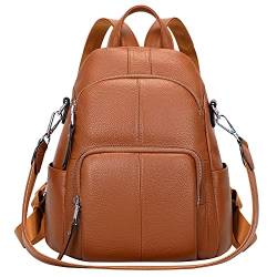 ALTOSY Echtleder Damen Rucksack Tasche Elegant Anti-Diebstahl Tagesrucksack Schultertasche (S81, Braun) von ALTOSY