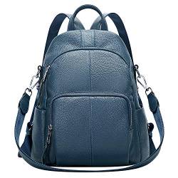 ALTOSY Echtleder Damen Rucksack Tasche Elegant Anti-Diebstahl Tagesrucksack Schultertasche (S81, Indigo Blau) von ALTOSY
