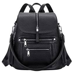 ALTOSY Echtleder Rucksack Damen Freizeit Daypack City Rucksäcke Elegant mit Viele Fächern (S107, Schwarz) von ALTOSY