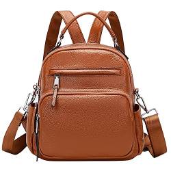 ALTOSY Kleiner Rucksack Handtasche Damen Echt Leder Daypack Umhängetasche (S71, Braun)… von ALTOSY