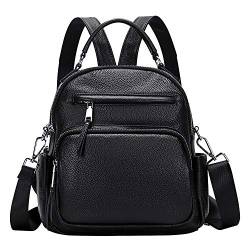 ALTOSY Kleiner Rucksack Handtasche Damen Echt Leder Daypack Umhängetasche (S71, Schwarz)… von ALTOSY
