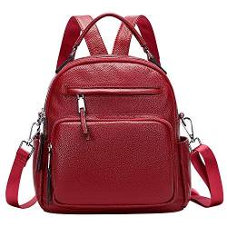 ALTOSY Kleiner Rucksack Handtasche Damen Echt Leder Daypack Umhängetasche (S71, Weinrot)… von ALTOSY