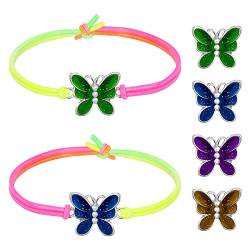 ALTcompluser 2 Stück Stimmungsarmband für Kinder,stimmungsarmband mädchen Schmetterlingsarmband für Mädchen in Regenbogenfarbe Armband mit als Geschenk für Kinder Mädchen von ALTcompluser