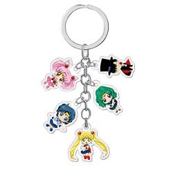 ALTcompluser Anime Sailor Moon Schlüsselanhänger Schlüsselbund 5 Nette Acryl Anhänger von ALTcompluser
