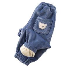 ALUCIC Baby Jungen Mädchen Lange Fleece Hosen Kinder Baumwolle Dicke Warme Herbst Winterhose Blau 110 von ALUCIC