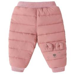 ALUCIC Baby Mädchen Jungen Warm Lange Hose Daunen Baumwollhosen Winter Freizeit Verdickte Hosen Rosa 74-80 von ALUCIC