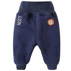 ALUCIC Baby Mädchen Jungen Warm Plüsch Lange Hose Baumwollhosen Herbst Winter Freizeit Verdickte Hosen Dunkelblau 92-98 von ALUCIC