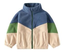 ALUCIC Jungen Mädchen Fleecejacken Fleecefütterung Warm Reißverschluss Jacke Kinder Oberbekleidung Mäntel für winter Herbst Beige 86-92 von ALUCIC