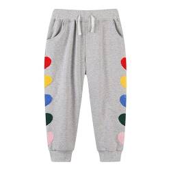 ALUCIC Kinder Mädchen Hosen Baumwolle Jogginghose Baby Sweathose Sporthose Frühling Herbst Pants(Grau, 104-110) von ALUCIC