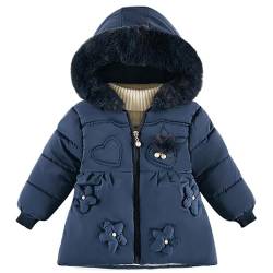 ALUCIC Mädchen Baby Winterjacke Fleece Warmer Herbst Winter Mäntel Kapuzemantel Baumwollmantel (Dunkelblau, 86-92) von ALUCIC