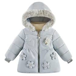 ALUCIC Mädchen Baby Winterjacke Fleece Warmer Herbst Winter Mäntel Kapuzemantel Baumwollmantel (Grau, 86-92) von ALUCIC