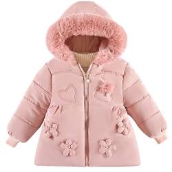 ALUCIC Mädchen Baby Winterjacke Fleece Warmer Herbst Winter Mäntel Kapuzemantel Baumwollmantel (Rosa, 86-92) von ALUCIC