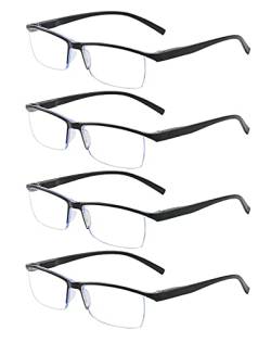 ALWAYSUV 4er Pack Leseglas für Männer Blaulicht blockierende Computerbrille Schwarze Halbrahmen Transparente Linse Lesebrille (Schwarz, 2.25) von ALWAYSUV