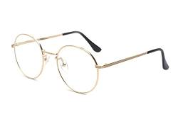 ALWAYSUV Metall Frame Retro Glasrahmen-Ebenenspiegel Dekobrille Klassisches Rund Rahmen Glasses Klare Linse Brille von ALWAYSUV