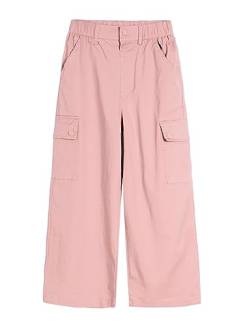 ALXHUTE Mädchen Baggy Cargohose Kinder High Waist Cargo Hose mit Elastischem Bund Pink 158-164 von ALXHUTE