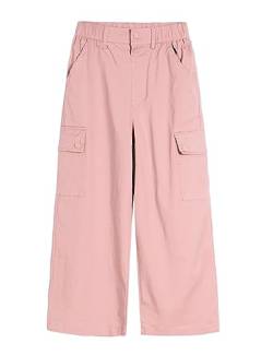 ALXHUTE Mädchen Baggy Cargohose Kinder High Waist Cargo Hose mit Elastischem Bund Pink 170-176 von ALXHUTE
