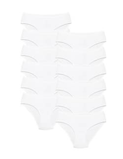 ALYA UNDERWEAR Mädchen-Slip, Kinder-Slip aus Baumwolle, weicher und bequemer Mädchen Höschen (Pack of 10, White-X05) von ALYA UNDERWEAR