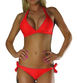 ALZORA Neckholder Damen Bikini Push Up Set Top und Hose Auswahl Farben, 10345 (M, Rot) von ALZORA