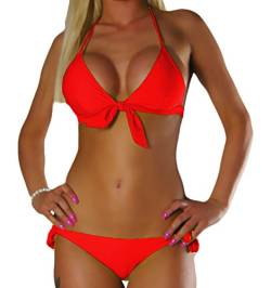 ALZORA Neckholder Damen Bikini Push Up Set Top und Hose Rot, 10441 (S) von ALZORA