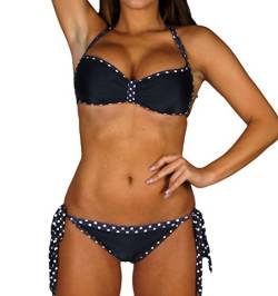 ALZORA Neckholder Damen Bikini Set Top und Hose schwarz Weiss Punkte, 10359 (S) von ALZORA