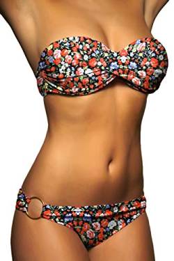 ALZORA Push Up Bandeau Twist Bikini Set Damen Pushup Badeanzug viele Farben und Größen, 10446 (S, M1) von ALZORA