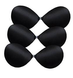 ALZORA Push Up Klebe BH selbstklebend trägerlos mit Spitze Farbwahl, 10268 (D Cup, Z-3-er Set Schwarz) von ALZORA