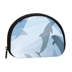 Delphinfisch-Silhouette, Brieftasche Shell Make-up Tasche Frauen Aufbewahrungstasche Kleine Geldbörse Shell Wechseltasche von ALZVULG