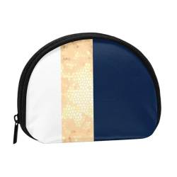 Eleganter Imitat-Gold-Marineblau-Weiß-Streifen-Akzent, Brieftasche Shell Make-up Tasche Frauen Aufbewahrungstasche Kleine Geldbörse Shell Wechseltasche von ALZVULG