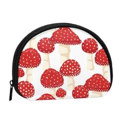 Fliegenpilzmuster mit roten Pilzen, Brieftasche Shell Make-up Tasche Frauen Aufbewahrungstasche Kleine Geldbörse Shell Wechseltasche von ALZVULG