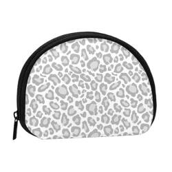 Grau-weißer Leopardenmuster, Brieftasche Shell Make-up Tasche Frauen Aufbewahrungstasche Kleine Geldbörse Shell Wechseltasche von ALZVULG