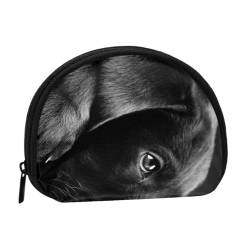Niedlicher schwarzer Labrador-Hund, Brieftasche Shell Make-up Tasche Frauen Aufbewahrungstasche Kleine Geldbörse Shell Wechseltasche von ALZVULG
