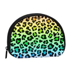 Regenbogen-Leopardenmuster mit geflecktem Fell, Brieftasche Shell Make-up Tasche Frauen Aufbewahrungstasche Kleine Geldbörse Shell Wechseltasche von ALZVULG