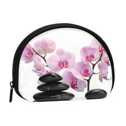 Steine und rosa Orchidee, Brieftasche Shell Make-up Tasche Frauen Aufbewahrungstasche Kleine Geldbörse Shell Wechseltasche von ALZVULG