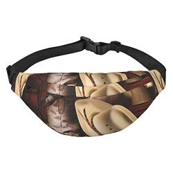 Cowboy Black Hat Western Boots & ** Hüfttasche Große Größe mit 3 Reißverschlusstaschen Sie können alle Größen Handys für Outdoor-Übungen tragen., Schwarz , Einheitsgröße von AMACAY