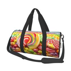 Reisetasche Rainbow Candy Sport Gym Bag für Damen und Herren Schulter Sport Reise Duffle Weekender Workout Tasche für Übung, Yoga, Radfahren, Schwimmen, Camping, Schwarz, Einheitsgröße, Schwarz , von AMACAY
