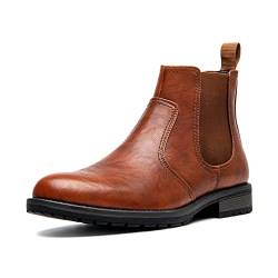 Chelsea Boots für Herren, elastische Anzugstiefel für Männer, Schlupfstiefel, leicht, leger, klassischer Business-Stiefel für Herren, Braun (Browna20715), 46.5 EU von AMAPO