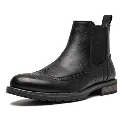 Herren Chelsea Boots Slip-on Formal Dress Boots für Männer Casual Ankle Men Boots, Schwarz-22715, 46 EU von AMAPO