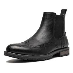 Herren Chelsea Boots Slip-on Formal Dress Boots für Männer Casual Ankle Men Boots, Schwarz-22715, 46.5 EU von AMAPO